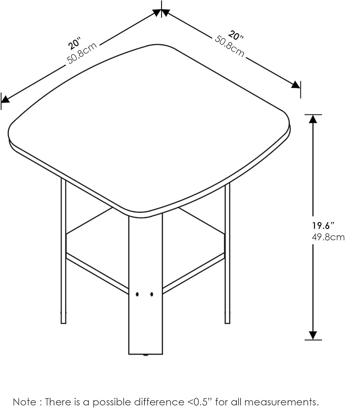 Furinno SIMPLE DESIGN Side Table, 2-Tier End Table, Open Shelves Night Stand, Bedside Table, for Living Room, Bedroom, Columbia Walnut
