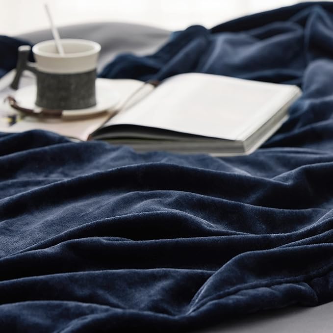 Bedsure GentleSoft Fleece Blanket Twin Size Navy Blue - 300GSM Lightweight Plush Fuzzy Cozy Soft Warm Blanket for Bed, Sofa, Couch, Travel, Camping, 60x80 inches