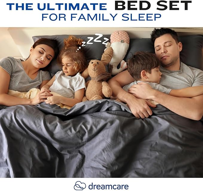 DREAMCARE Full Size Sheets Set - 4 Pcs Cooling Bed Sheets with Up to 15" Deep Pockets - Soft, Long-Lasting 100% Brushed Polyester with Side Pocket (Lavender)