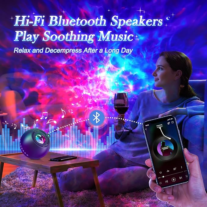 Star Projector,15 Colors Galaxy Projector for Bedroom,15White Noise Light Projector for Bedroom,5.0 Bluetooth Night Light Projector,Nebula Projector Star Lights