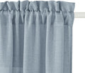 RYB HOME Linen Sheer Curtains 63 inch Length for Dining Room Doorway, Rod Pocket Soft Textured Thick Linen Burlap Privacy Protection Light Filtering 2 Panels Set, W 52 x L 63 inches, Dusty Blue