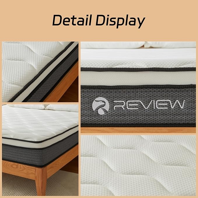 King Size Mattress, 12 Inch King Mattress in a Box, Memory Foam Hybrid Mattresses with Individual Pocket Spring for Motion Isolation & Silent Sleep, Pressure Relief, Medium Firm