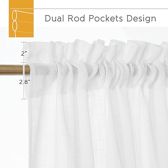 RYB HOME Extra Long Curtains 108 inches Long, Rod Pocket Breathable White Sheer Drapes for Living Room Bedroom Dining Floor to Ceiling Window, W 52 x L 108, 2 Panels
