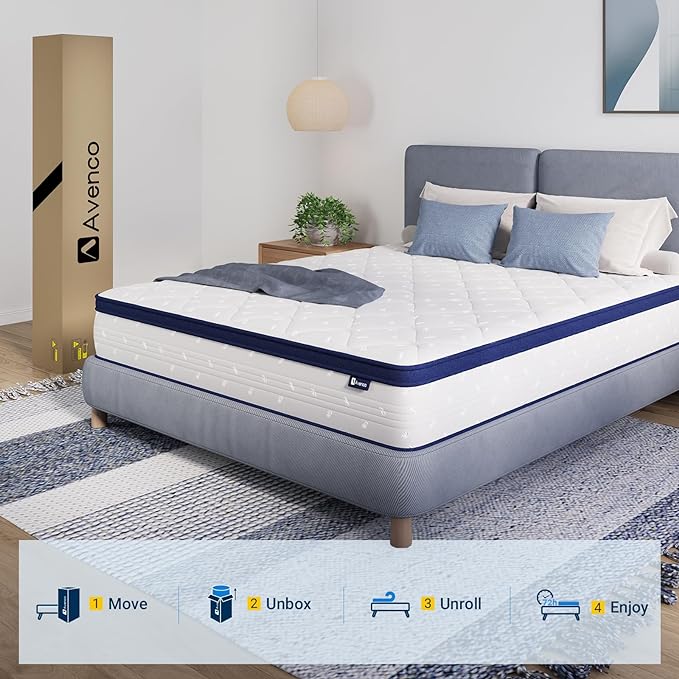 Avenco 10 Inch Full Size Mattress, Full Mattresses in a Box for Pain Relief & Motion Isolation, CertiPUR-US Certified