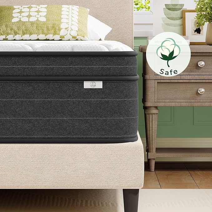 koorlian XL Twin Mattress 12 Inch - Cooling Hybrid Mattress in a Box for Back Pain Relief - Pocket Spring & Memory Foam | Fiberglass-Free, Medium Firm Feel, CertiPUR-US, 120 Nights Trial