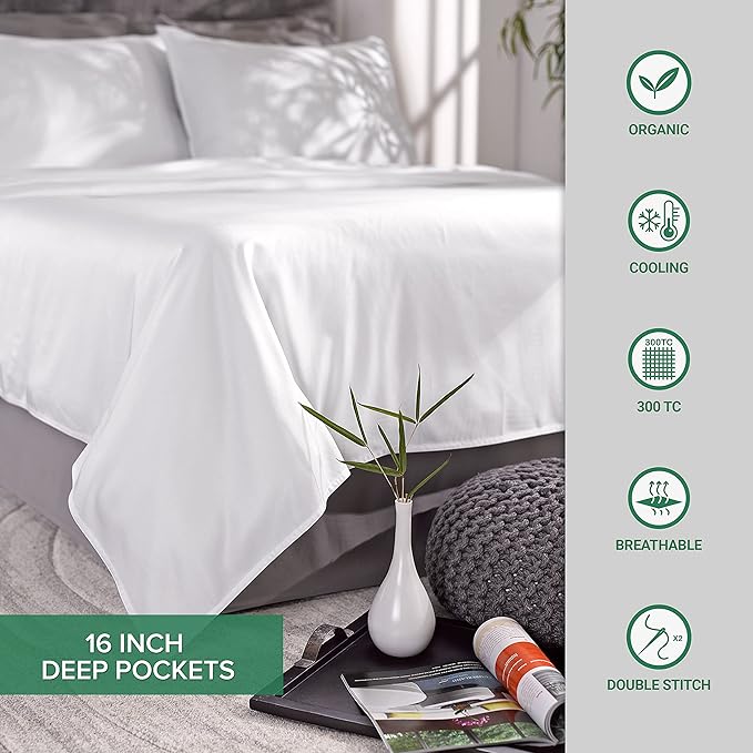 Queen Sheets by Pure Bamboo, Genuine 100% Organic Viscose Derived from Bamboo Bed Sheet Set, Luxuriously Soft & Cooling, Double Stitching, Lifetime Quality Promise (Queen, Black)