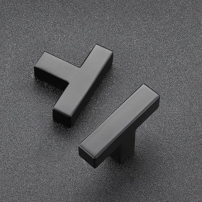 Ravinte 15 Pack Black Cabinet Pulls Single Hole Square Kitchen Cabinet Handles Matte Black Kitchen Hardware for Drawer Pulls Drawer Handles Come with Screwdriver