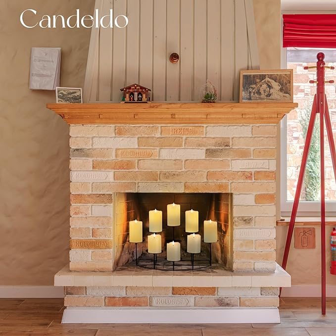 Candelabra Fireplace Candle Holder: Black Metal Pillar Candle Holders for Inside Fireplace Mantle Decor Floor Candelabras Table Centerpiece