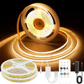 32.8ft COB LED Strip Light Warm White, High Bright LED Strips with 320LEDs, RF Remote and UL Power Supply, 2700K Dimmable LED Lights for Bedroom,Kitchen, DIY Home Decoration, 2 Rolls of 16.4ft