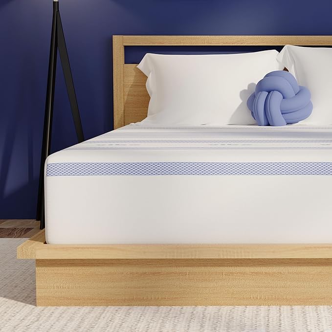 Vibe Gel Memory Foam Mattress, Fiberglass Free 10-Inch CertiPUR-US Certified Bed-in-a-Box, King, White
