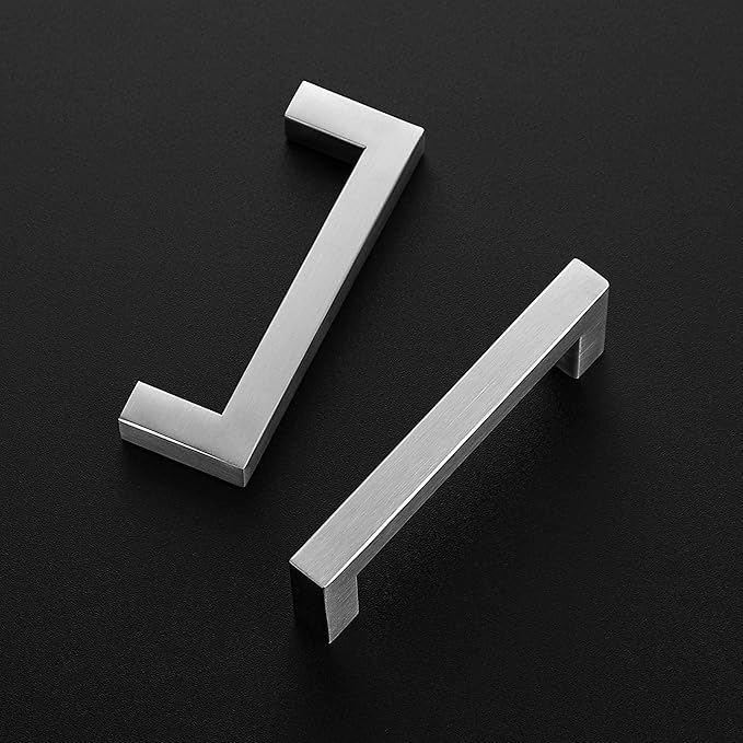 Ravinte 5 Pack Brushed Nickel Kitchen Cabinet Handles 3-3/4 Inch Cabinet Pulls Square Kitchen Hardware for Cabinet Drawer Pulls Drawer Handles Come with Screwdriver