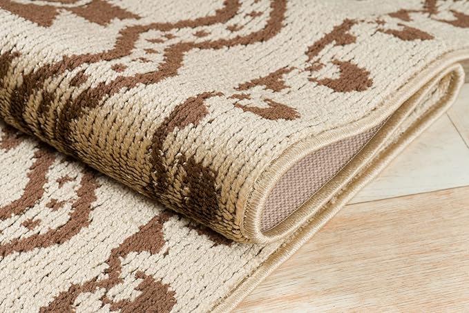 Custom Length Cut to Size Tribal Ethnic Southwestern Inspired Hallway Runner Rug, Non Slip Rubber Backed, 31 inch Wide X Customized Length, Aztec Beige, 31 inch X 8 feet