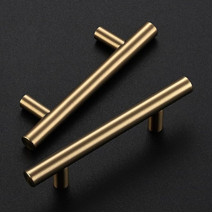 Ravinte 24 Pack 5 Inch Cabinet Pulls Champagne Bronze Stainless Steel Kitchen Drawer Pulls Cabinet Handles 5 InchLength, 3 Inch Hole Center