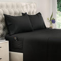 DREAMCARE Full Size Sheets – 4 pcs Cooling Sheets – up to 21” Deep Full Sheet Set – Hotel Luxury Sheets & Pillowcases – Superior Softness 100% Fine Microfiber with Side Pocket – Black