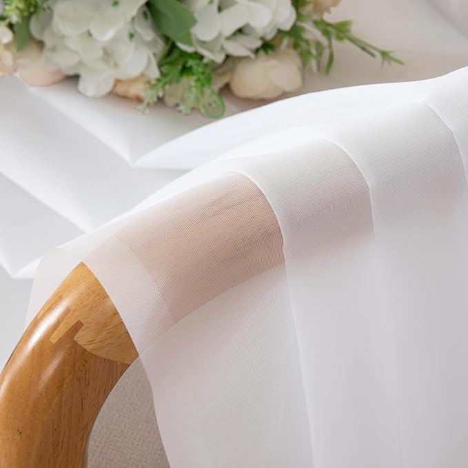 Aiyufeng White Sheer Curtains for Living Room 45 inch Length 2 Panels Set, Rod Pocket Semitransparent Balance Privacy & Light Vertical Sheer Drapes for Bedroom, W40 x L45