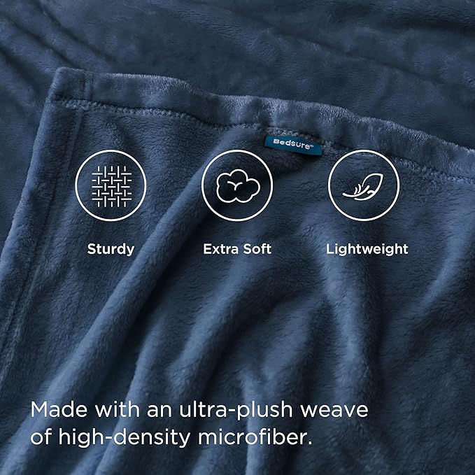Bedsure GentleSoft Fleece Blanket Twin Size Mineral Blue - 300GSM Lightweight Plush Fuzzy Cozy Soft Warm Blanket for Bed, Sofa, Couch, Travel, Camping, 60x80 inches