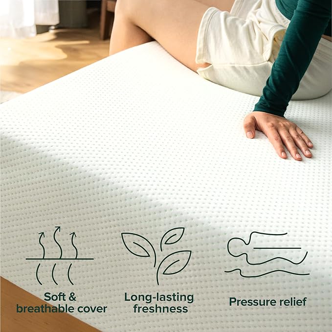 ZINUS 12 Inch California King Green Tea Memory Foam Mattress [New Version], Fiberglass free, Medium Firm Feel, Zoned Pressure Relief, Certified Safe Foams & Fabric, Mattress in A Box