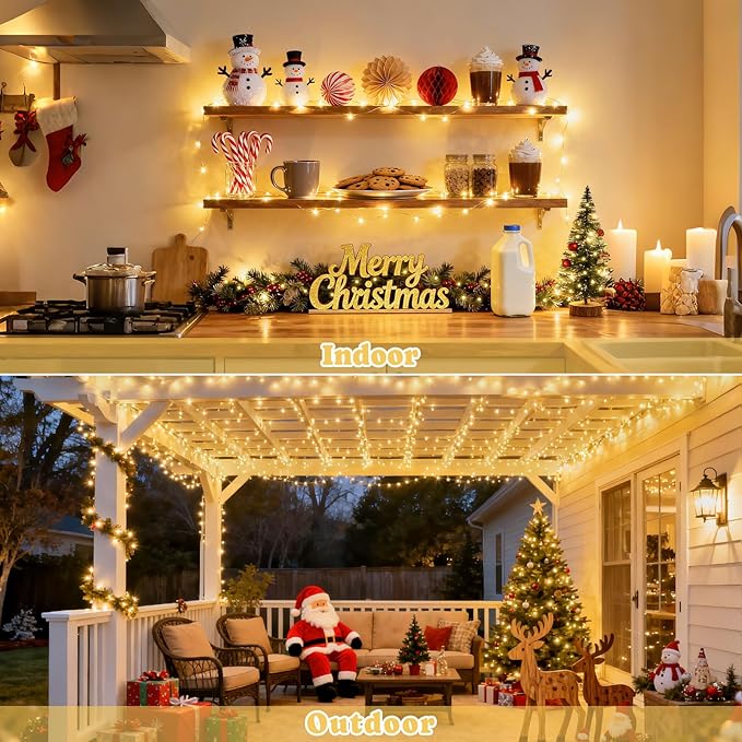 JMEXSUSS 2 Pack Fairy Lights Battery Operated with Remote, Total 400 LED 132ft Battery Powered String Lights, Christmas Twinkle Lights for Bedroom Indoor Outdoor Patio Tree Christmas Decor, Warm White