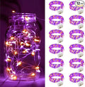 ZGWJ 12 Pack Fairy Lights Battery Operated, 7ft 20 Mini LED Fairy String Lights Silver Wire 3 Modes for DIY, Parties, Wedding, Bedroom, Halloween Christmas Decoration Orange& Purple