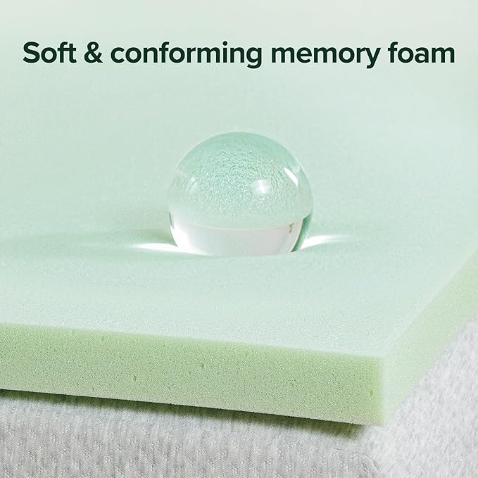 ZINUS 2 Inch Green Tea Memory Foam Mattress Topper, Smaller, More Convenient WonderBox Packaging, Pressure-Relieving Layers, CertiPUR-US Certified, Queen