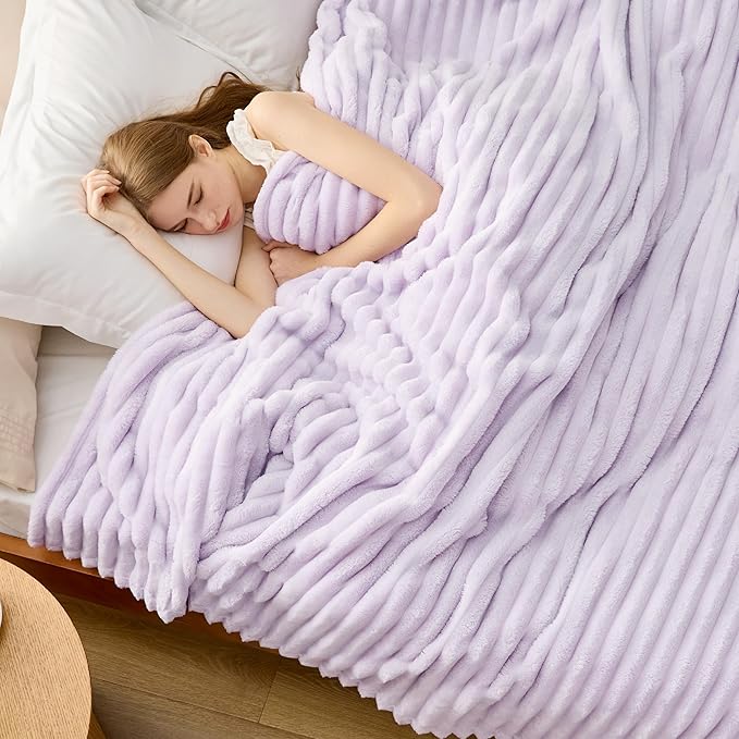 Bedsure GentleSoft Lavender Fog California King Size Blanket for Bed - Cozy Soft Blankets for Women, Cute Small Fleece Throws for Girls, Birthday Gifts for Women, 102x96 Inches