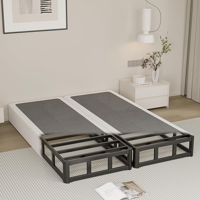 5 Inch Full Size Box Spring, Split Heavy Duty Metal Mattress Foundation with Fabric Cover, Easy Assembly, Quiet & Noise-Free