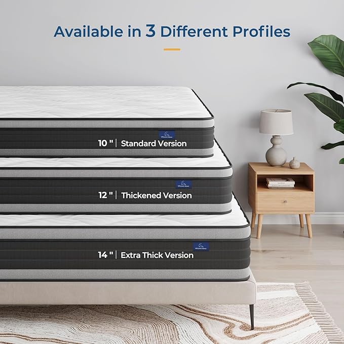 Vesgantti King Mattress, 12 Inch Hybrid King Size Mattress in a Box, Memory Foam and Individually Pocket Spring, Innerspring Mattress for Pressure Relief and Supportive, Medium Firm