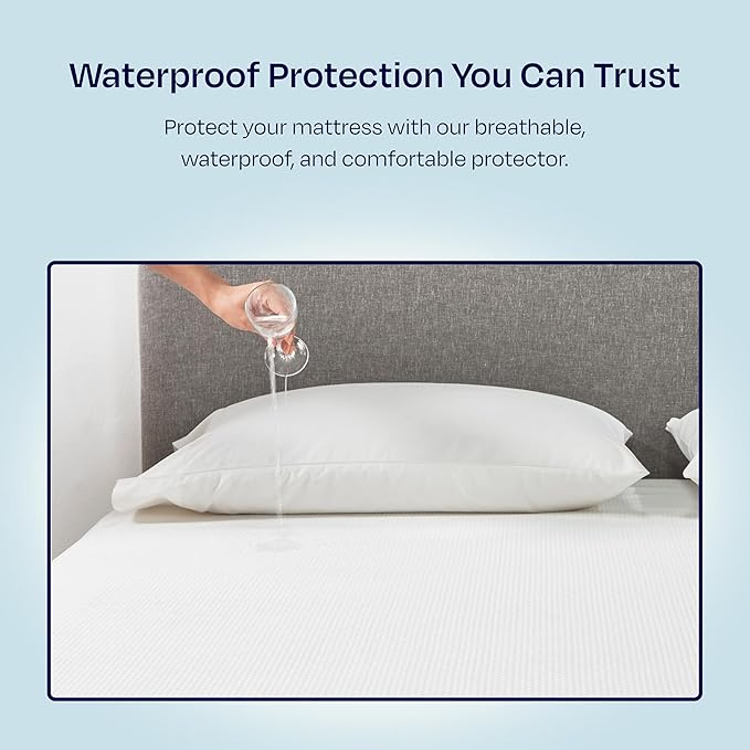 California Design Den Premium Waterproof Mattress Protector for Twin Size Bed - Soft, Cooling, Noiseless, Machine Washable, Fitted Mattress Cover with 8-20 Inch Deep Pockets