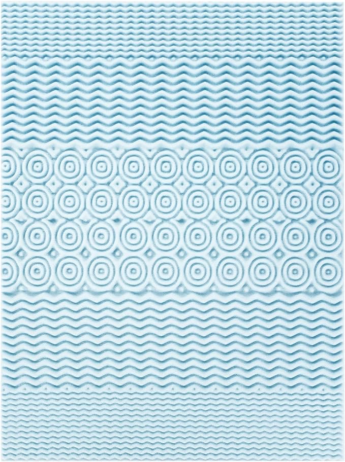 Mellow 3 Inch 5-Zone Memory Foam Mattress Topper, Cooling Gel Infusion, Dorm Essentials, Full Blue