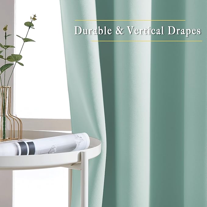NICETOWN Room Darkening 118 inch Long Curtains, Grommet Thermal Drapes Weighted Room Divider Wide Window Treatments for Living Room, W66 x L118, Aqua Blue, 2 Panels