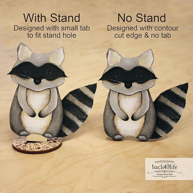 Back40Life Forest Critters Painted Wooden Animal Cutout Shapes (Large + Stands (Bundle of 8))