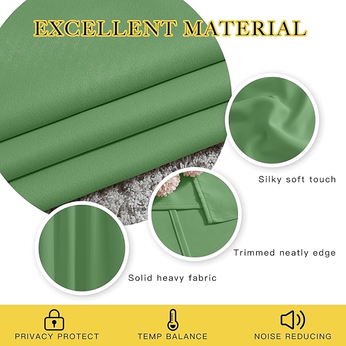 NICETOWN Blackout Curtains and Drapes for Kitchen - Extra Long Room Darkening Thermal Insulated Solid Window Blackout Draperies (Forest Green, 1 Pair, 52 x 95-Inch)