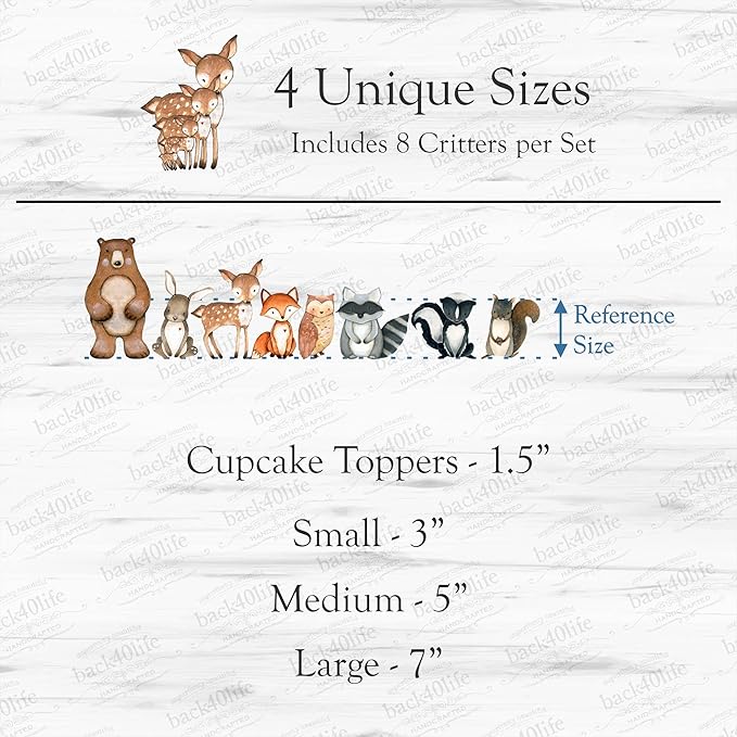 Back40Life Forest Critters Painted Wooden Animal Cutout Shapes (Small (Bundle of 8))
