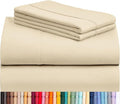 LuxClub 4 PC Queen Sheet Set, Queen Size, Deep Pockets Wrinkle Free Cooling Bed Sheets Machine Washable Hotel Bedding Silky Soft - Cream Queen