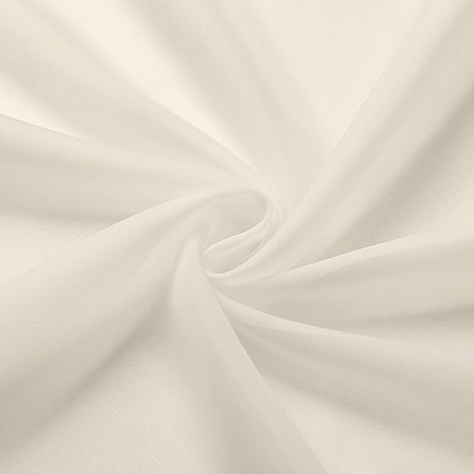 Chyhomenyc Cream Sheer Valances for Windows 2 Pack, Small Window Curtains for Living Room Bathroom Cafe Laundry Basement, Modern Top Dual Rod Pocket Voile Curtain, 42W x 14L inches