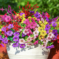 SHareconn 48 Bundles Artificial Flowers for Outdoors Decoration, Faux Plants Fake Silk Colorful Daisy Eucalyptus Lavender, UV Resistant for Outside Home Porch Patio Indoor Spring Decor, Mix 5 Colors