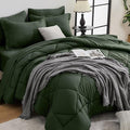 HEVUMYI Army Green King Comforter Set - 7-Piece All Season Bed in a Bag King, Ultra Soft Bedding Set with Comforter, Flat Sheet, Fitted Sheet, Pillowcases, Pillow Shams
