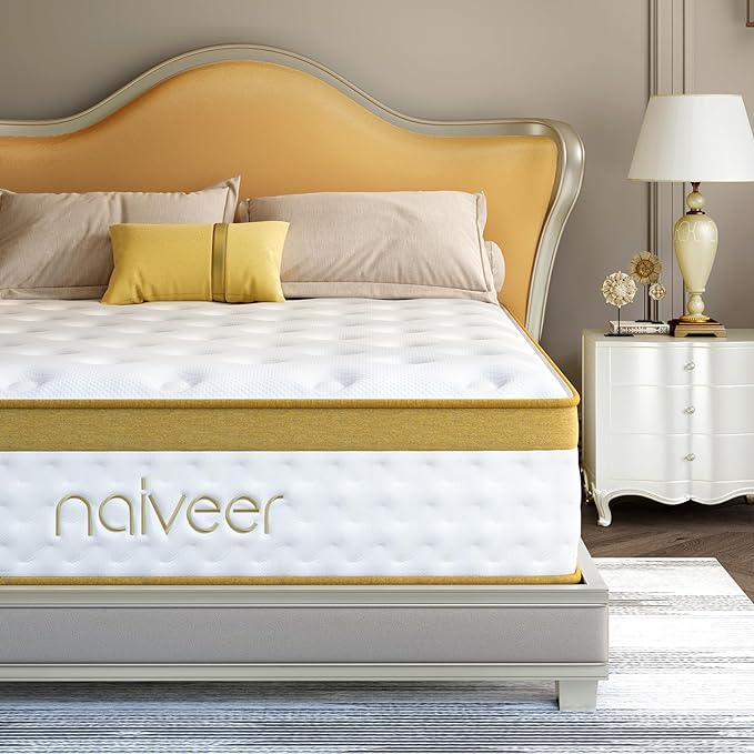 Cooling Gel Queen Mattresses 14 Inch Memory Foam Hybrid Mattress for Back Pain & Pressure Relief, Queen Size Mattress in A Box with Pocket Springs, Medium Firm with CertiPUR-US Certified