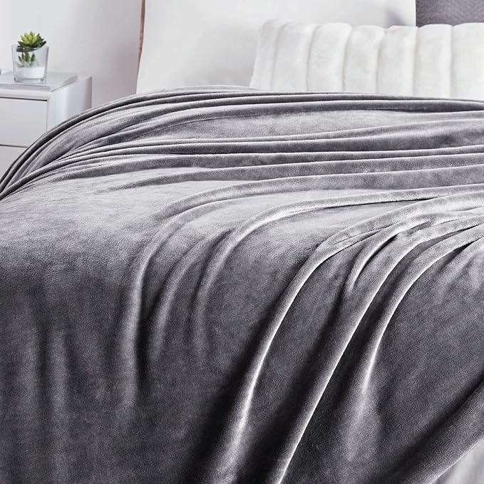 Walensee Fleece Blanket Plush Throw Fuzzy Lightweight (XL-Twin Size 66x90 Dark Grey) Super Soft Microfiber Flannel Blankets for Couch, Bed, Sofa Ultra Luxurious Warm and Cozy for All Seasons