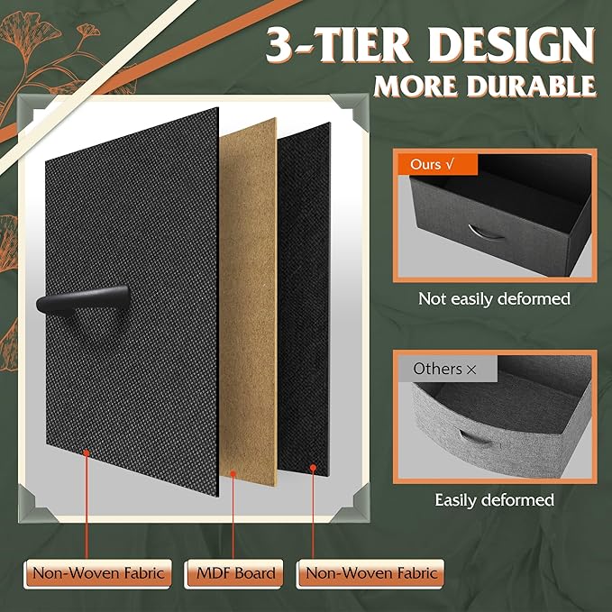 WLIVE 9-Drawer Dresser, Fabric Storage Tower for Bedroom, Hallway, Entryway, Closet, Tall Chest Organizer Unit with Fabric Bins, Steel Frame, Wood Top, Easy Pull Handle, Charcoal Black