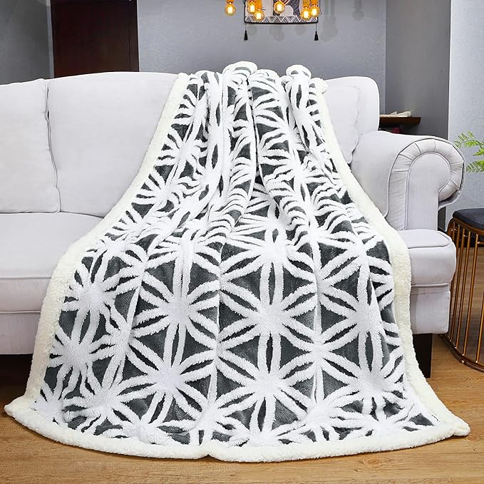 LOMAO Sherpa Fleece Blanket Fuzzy Soft Throw Blanket Dual Sided Blanket for Couch Sofa Bed (Dark Grey, 90''x90'')