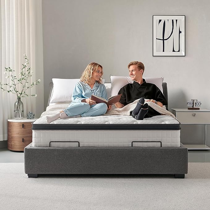 Queen Mattress 14 Inch, Hybrid Queen Size Mattress in a Box, Medium Feel, 3 Layer Premium Foam with Pocket Springs for Motion Isolation and Pressure Relieving, 80"x60"x14", 100-Night Trial