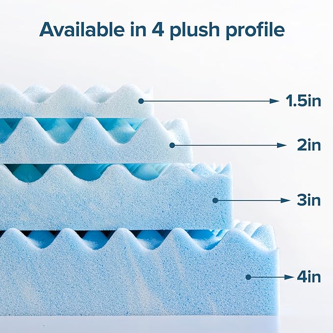 ZINUS 3 Inch Swirl Gel Cooling Memory Foam Mattress Topper, Smaller, More Convenient WonderBox Packaging, Cooling, Airflow Design, CertiPUR-US Certified, King