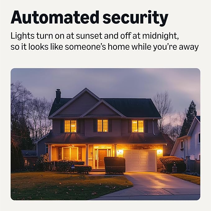 Amazon Basics Smart Indoor LED Light Bulb, Sunset-to-Midnight Activated, Works with Alexa Only, Tunable White, 7.5 W, 1-Pack