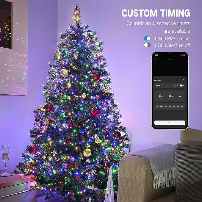 BrizLabs Smart Christmas Lights, 229ft 700 LED Color Changing Christmas String Lights with APP/Voice Control, Warm White & Multicolor Xmas Tree Lights Music Xmas Fairy Lights for Indoor Outdoor Home