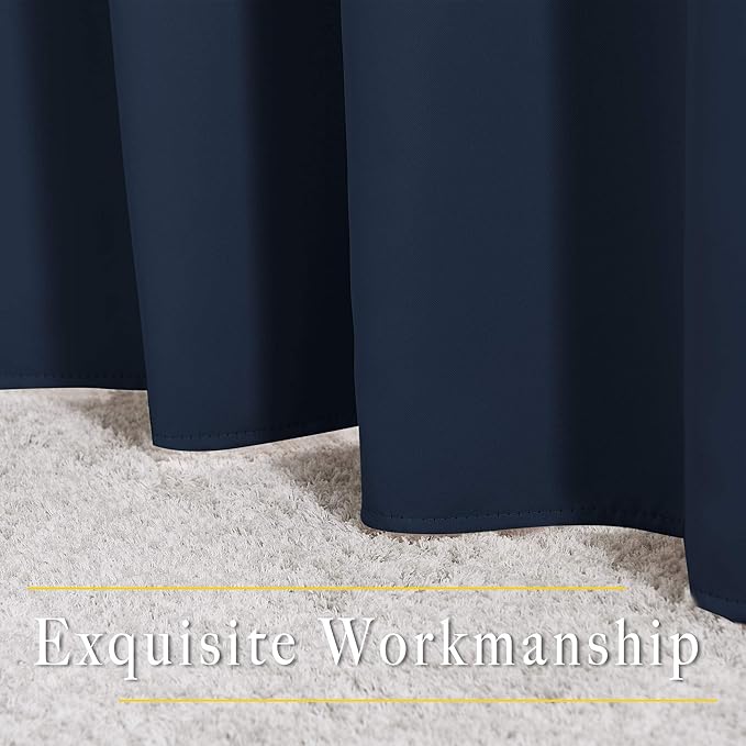 NICETOWN Blackout Room Divider Curtains 118 inches Long, Grommet Thermal Window Treatments Sound Reducing Drapes for Sliding Glass Door, Navy Blue, W66 x L118, 2 Pieces