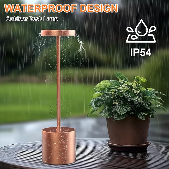Cordless Table Lamp – 2 Pack Rechargeable Table Lamps, 5000mAh Battery Operated Lamp with 3-Color Dimmable Light, Outdoor Table Lamp for Bedroom, Restaurant, Patio, Home Décor (Rose Gold)