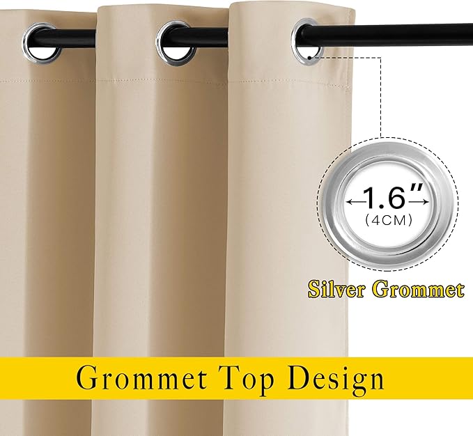 NICETOWN Biscotti Beige Curtains 84 inch Length 2 Panels, Grommet Thermal Insulated Window Treatments Light & Sound Reducing Drapes for Living Room/Bedroom, W46 x L84
