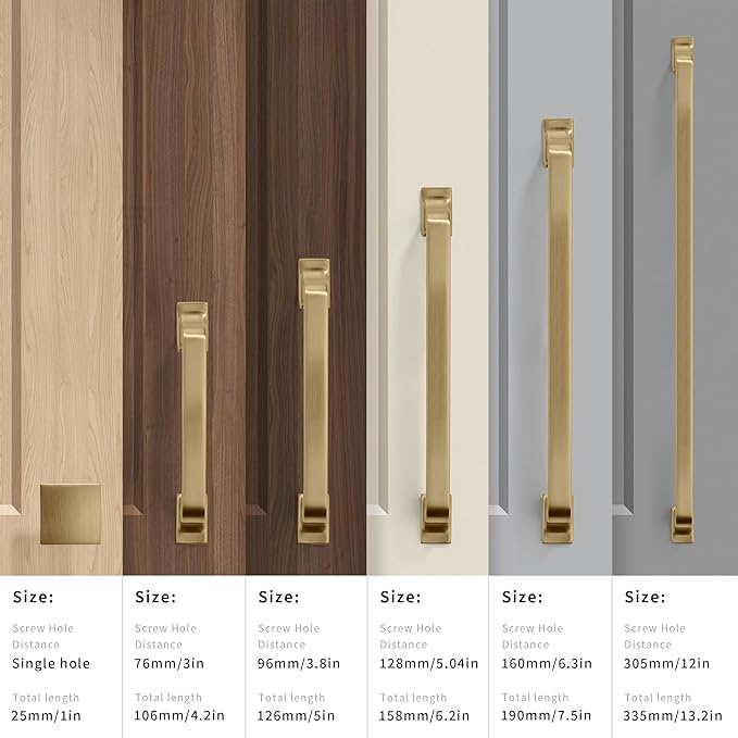 KHTUMEWARE 10 Pack 6-1/4 Inch Cabinet Handles - Brushed Brass & Gold Kitchen Cabinet Hardware with Drawer Handles