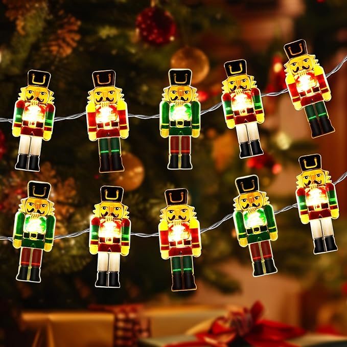 Coquimbo Christmas Decorations Indoor 10FT 30 LED Nutcracker String Lights Cute Fairy Lights Indoor Outdoor for New Year Party, Fireplace, Window, Front Door